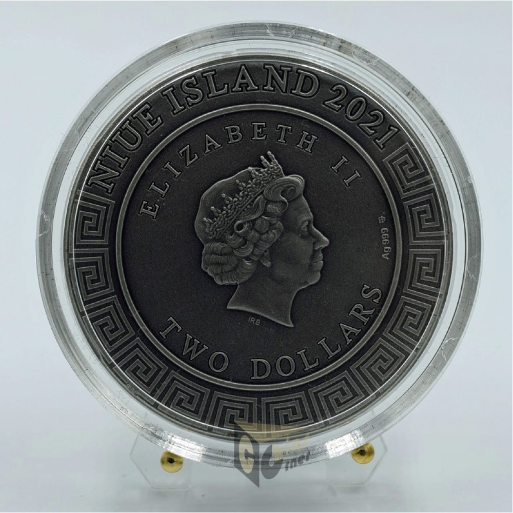 Niue 2021 Heracles Demigods Series 2 Oz Silver High Relief Antique Finish Coin
