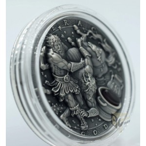 Niue 2021 Heracles Demigods Series 2 Oz Silver High Relief Antique Finish Coin