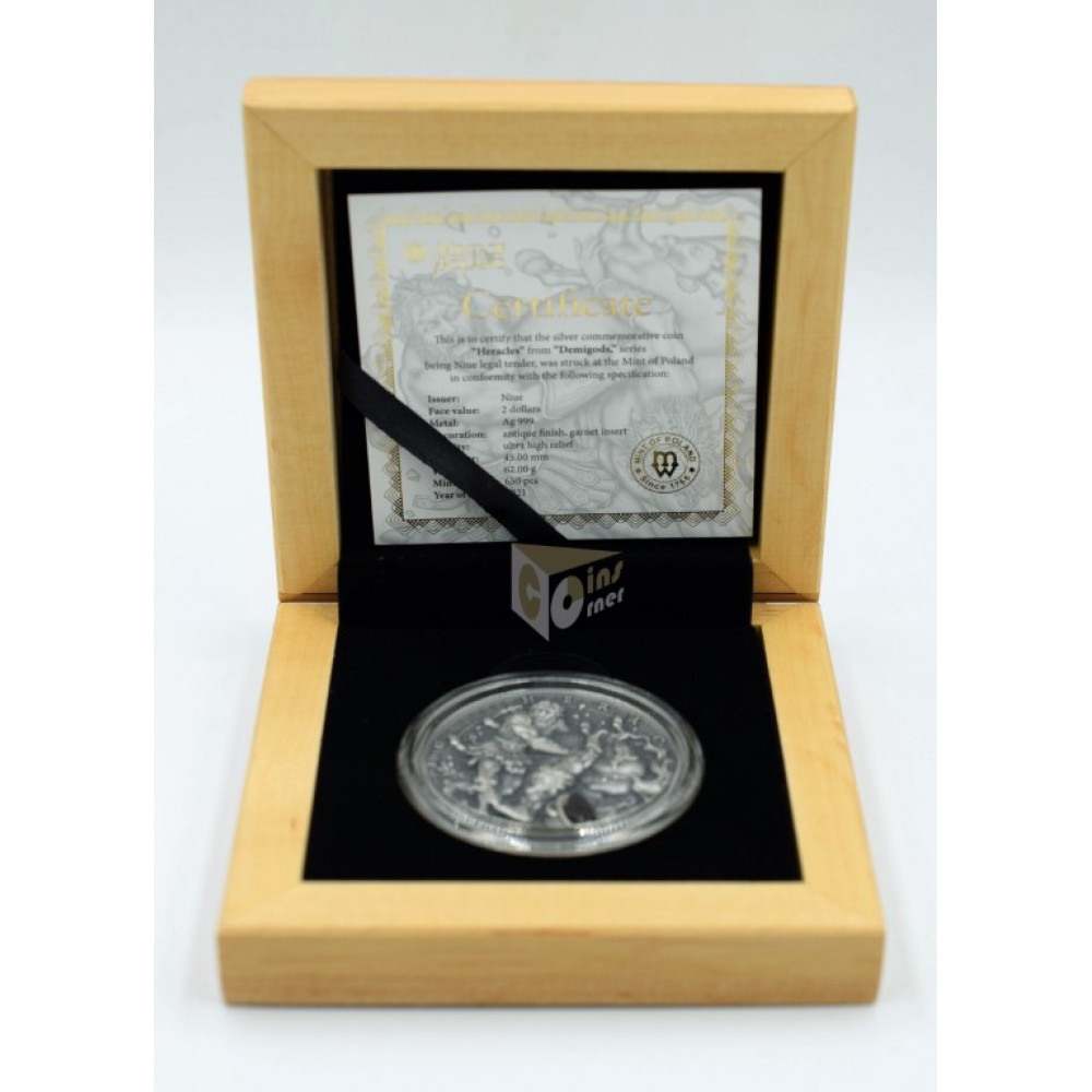 Niue 2021 Heracles Demigods Series 2 Oz Silver High Relief Antique Finish Coin