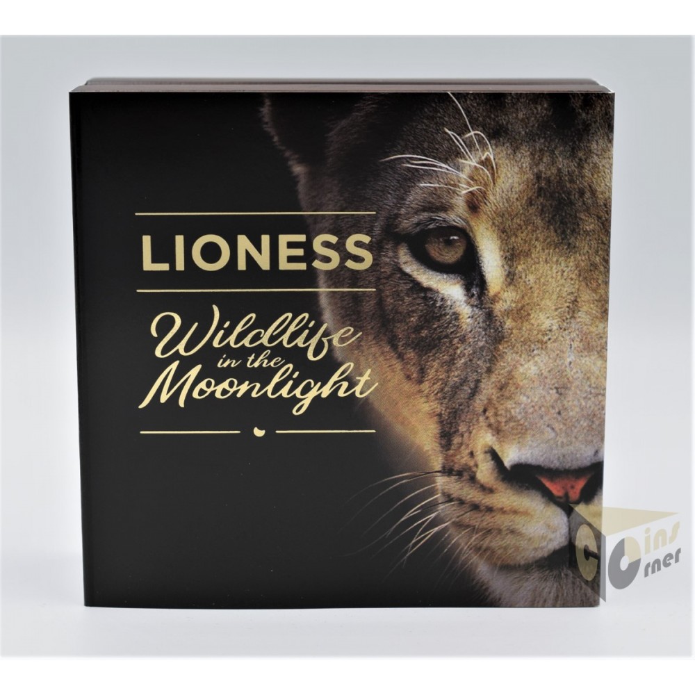 Lioness Wildlife in the Moonlight  2 Oz - 2021 Niue