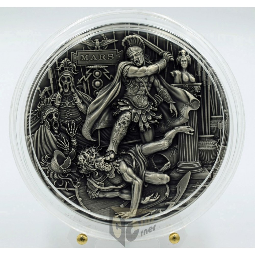 Niue 2021 Mars Roman Gods Series 2 Oz Silver High Relief Antique Finish Coin