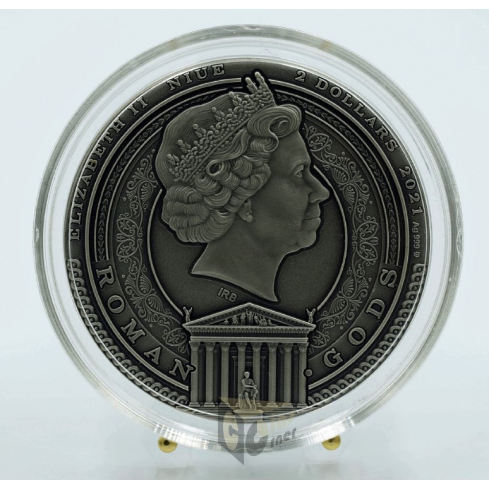 Niue 2021 Mars Roman Gods Series 2 Oz Silver High Relief Antique Finish Coin