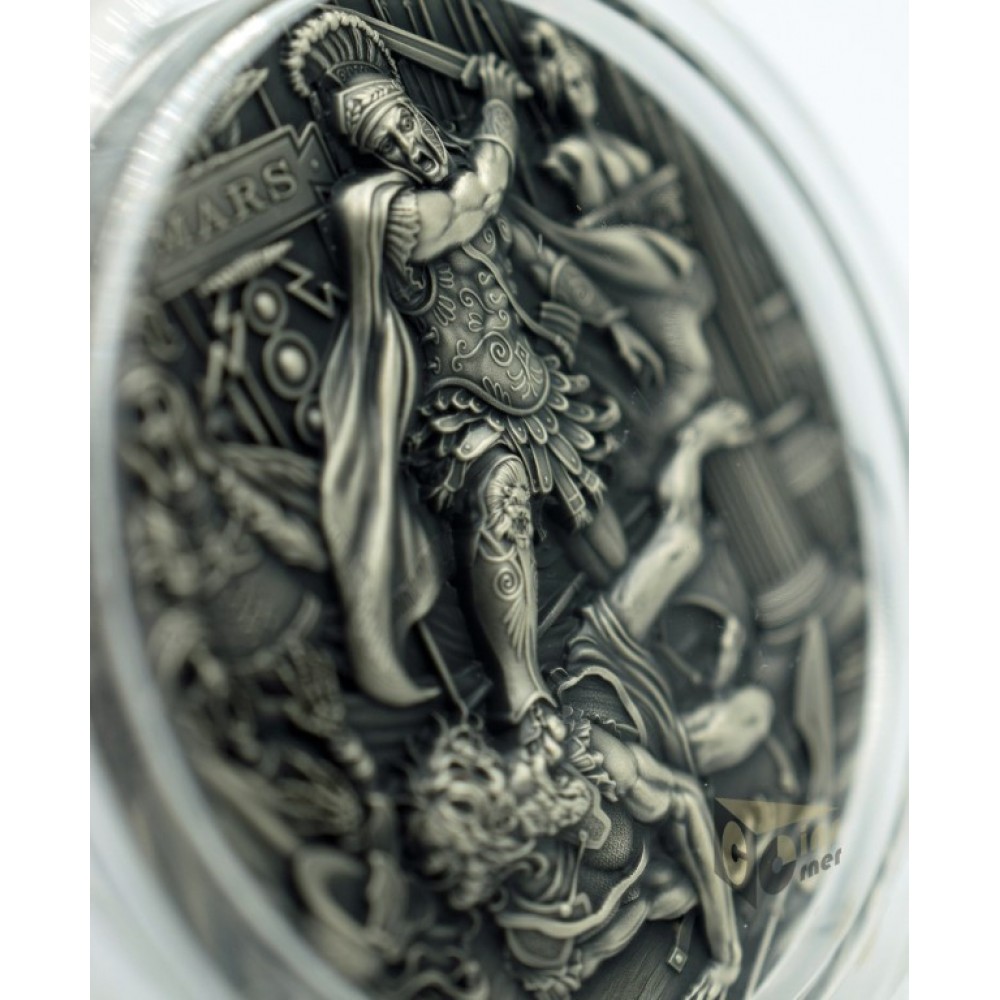 Niue 2021 Mars Roman Gods Series 2 Oz Silver High Relief Antique Finish Coin