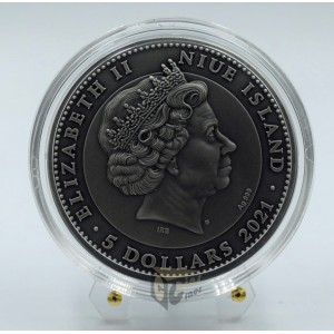 Niue 2021 Tiger Zentangle Art Series 2 Oz Silver High Relief Antique Finish Coin