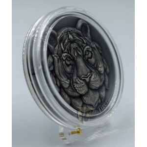 Niue 2021 Tiger Zentangle Art Series 2 Oz Silver High Relief Antique Finish Coin
