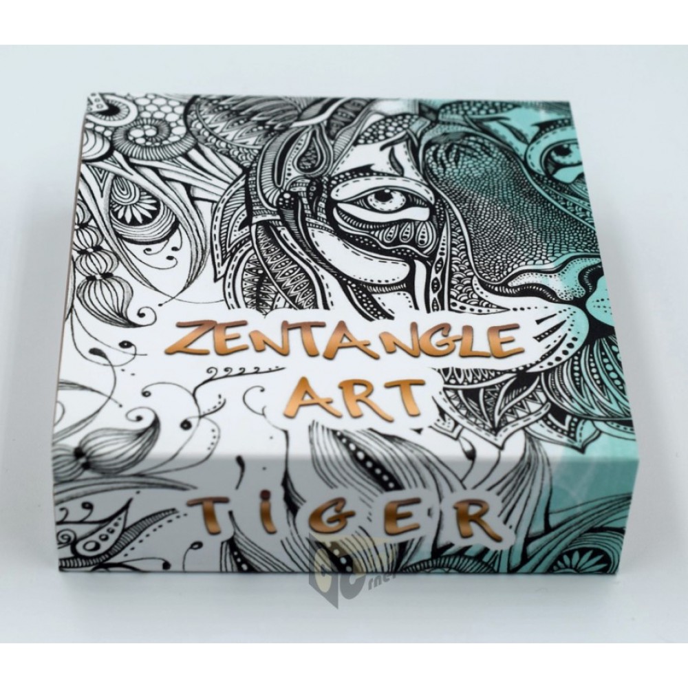 Niue 2021 Tiger Zentangle Art Series 2 Oz Silver High Relief Antique Finish Coin