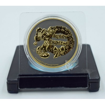 Niue 2021 Mickey Mouse Christmas Black Platinum Plated with 24K Gold Detailed 1 Oz Silver Coin