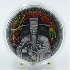 Niue 2022 Bao Zheng Chinese Heroes 2 Oz Silver High Relief Antique Finish Colorized Coin