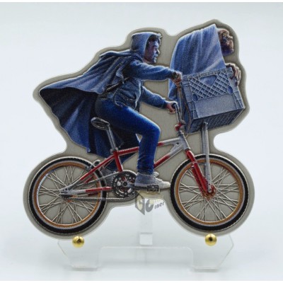Niue 2022 E.T. Bicycle 40th Anniversary 2 Oz Antiqued Silver Shaped Coin