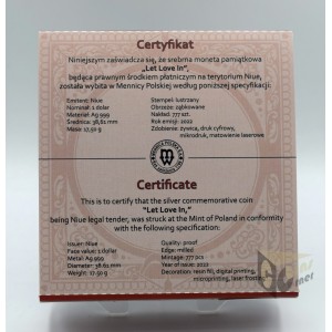 Let Love In 1/2 Oz Proof with Resin Fill - 2023 Niue