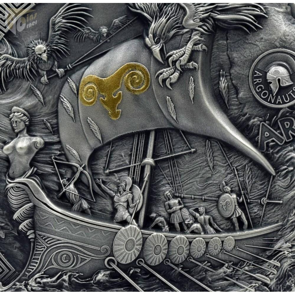 Niue 2023 Argo Ship Argonauts 2 Oz Antique Finish Silver Coins