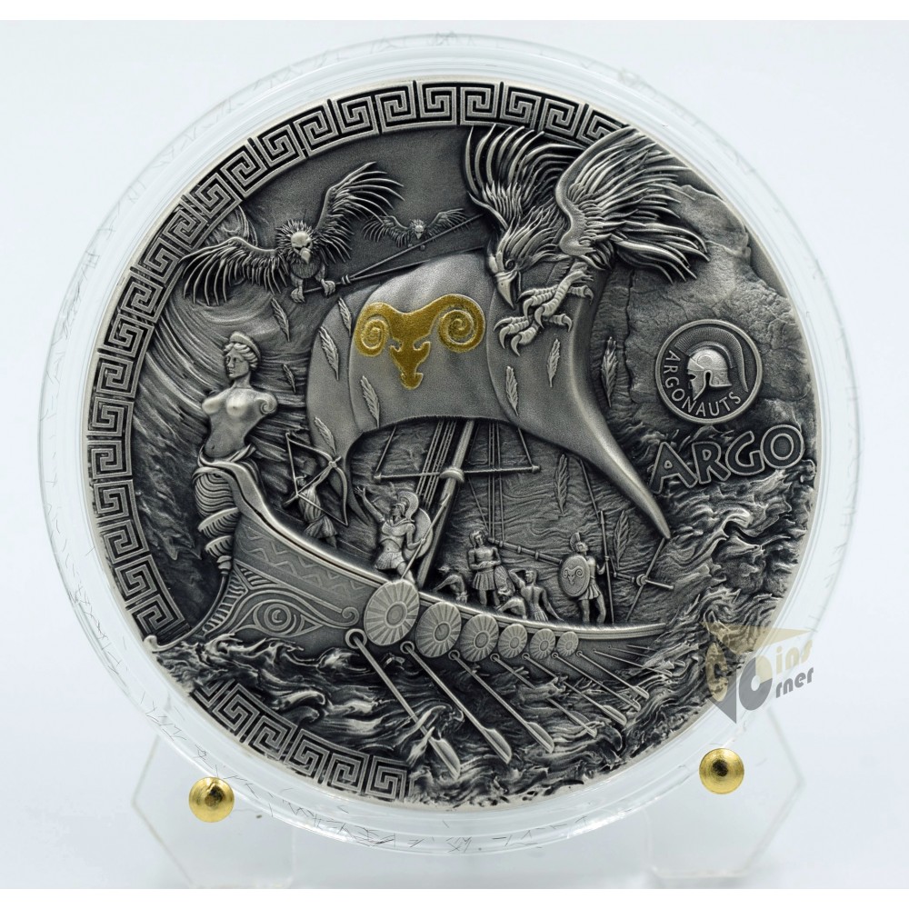 Niue 2023 Argo Ship Argonauts 2 Oz Antique Finish Silver Coins