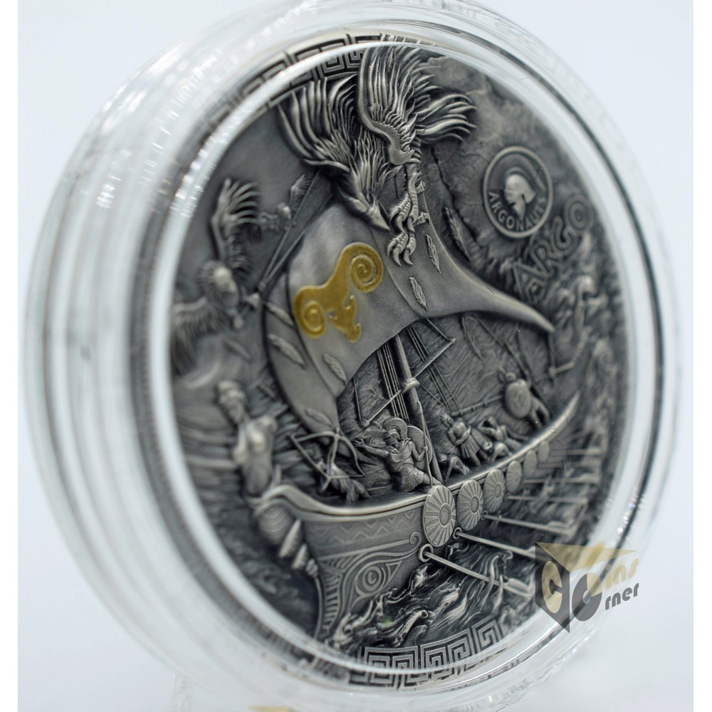 Niue 2023 Argo Ship Argonauts 2 Oz Antique Finish Silver Coins