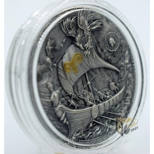 Niue 2023 Argo Ship Argonauts 2 Oz Antique Finish Silver Coins