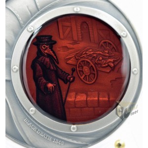 Niue 2023 Black Death Human Tragedies 2 Oz High Relief Antique Finish Silver Coin