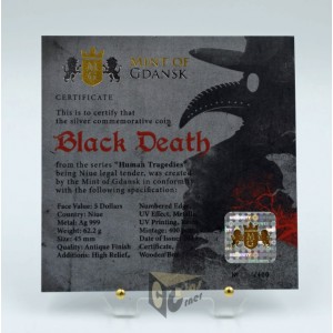 Niue 2023 Black Death Human Tragedies 2 Oz High Relief Antique Finish Silver Coin