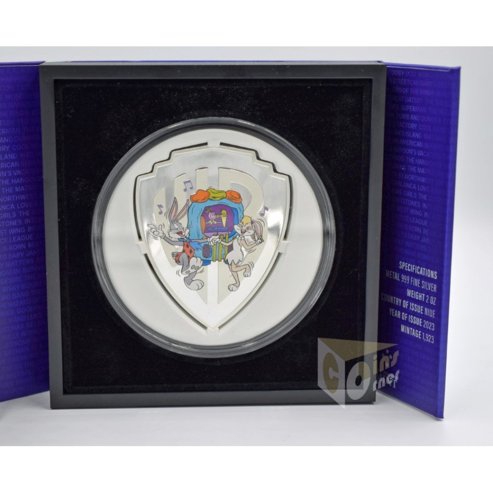 Niue 2023 Flintstones Looney Tunes Mashups 2 Oz Proof Colorized Silver Coin