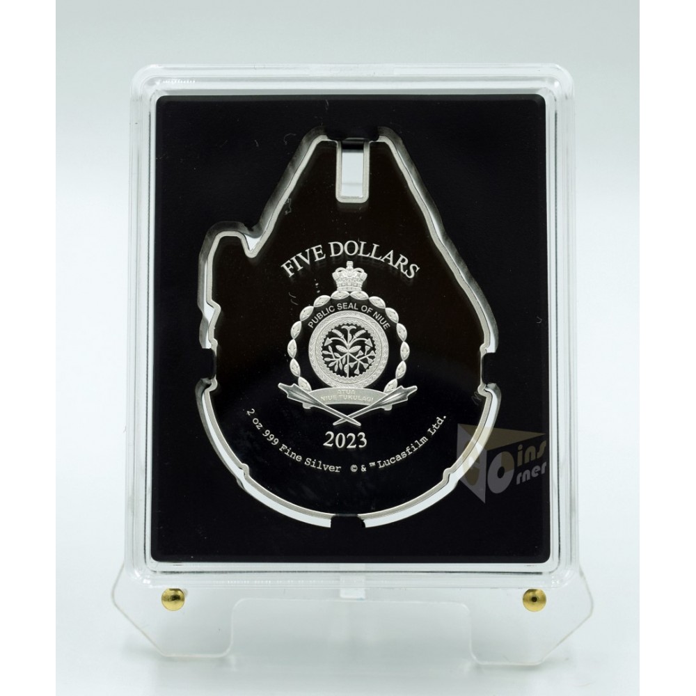 Niue 2023 Millennium Falcon Star Wars 2 Oz Proof Shaped Silver Coin
