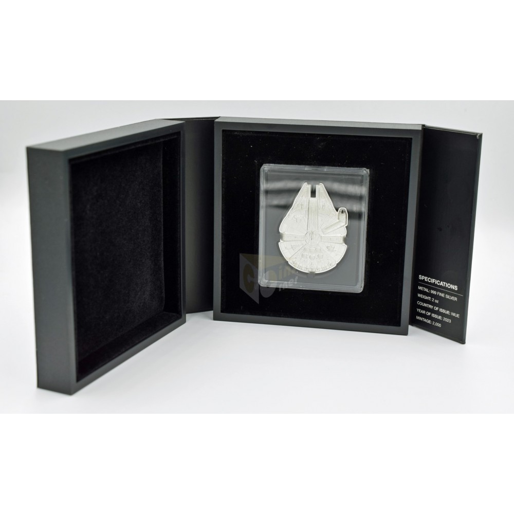 Niue 2023 Millennium Falcon Star Wars 2 Oz Proof Shaped Silver Coin