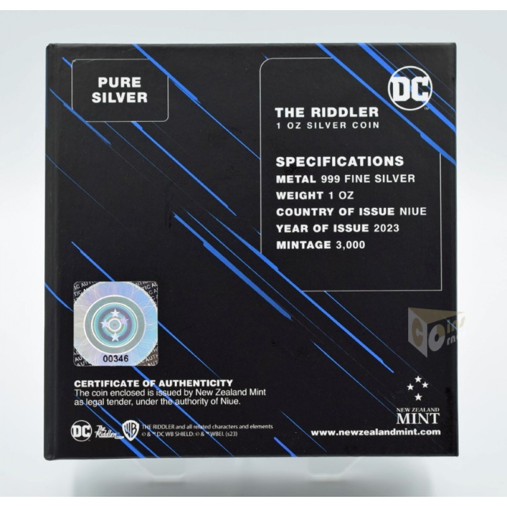 Niue 2023 The Riddler DC Villains 1 Oz Silver Proof Coin