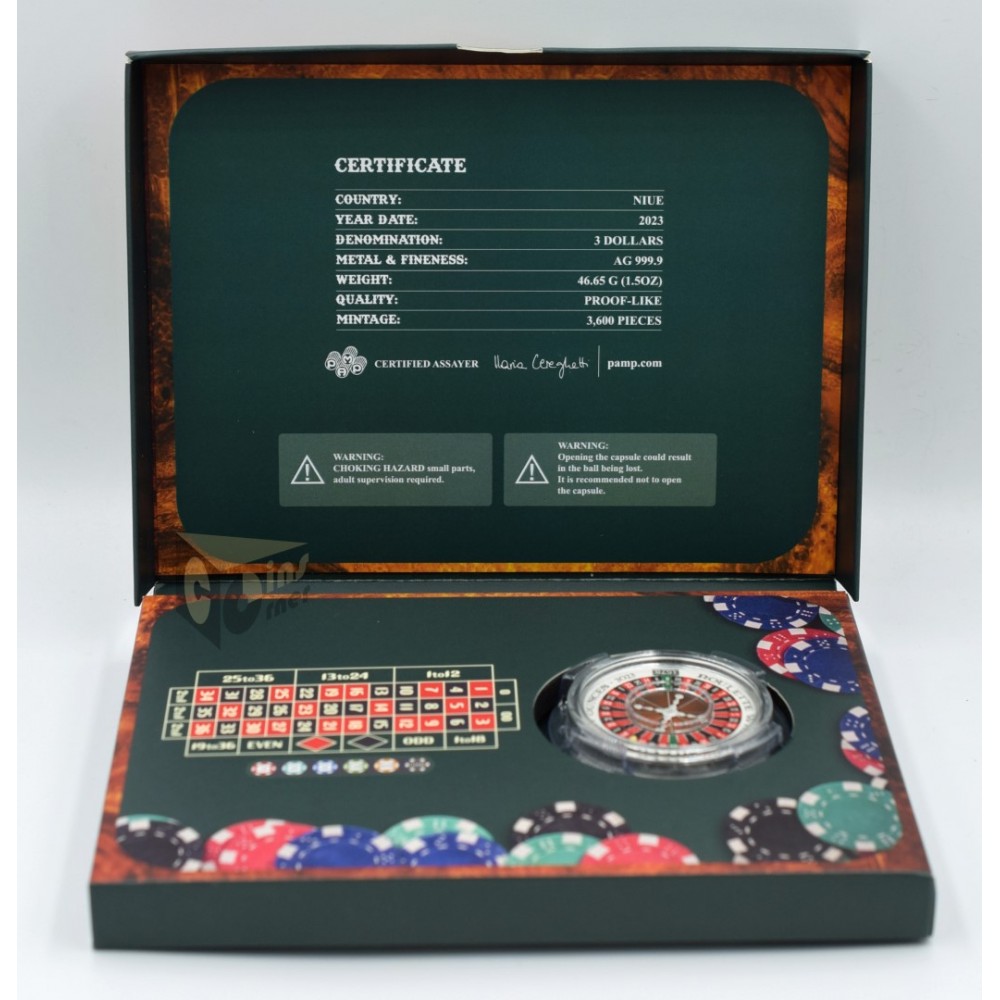 Roulette Wheel Spinning 1.5 Oz Silver - 2023 Niue