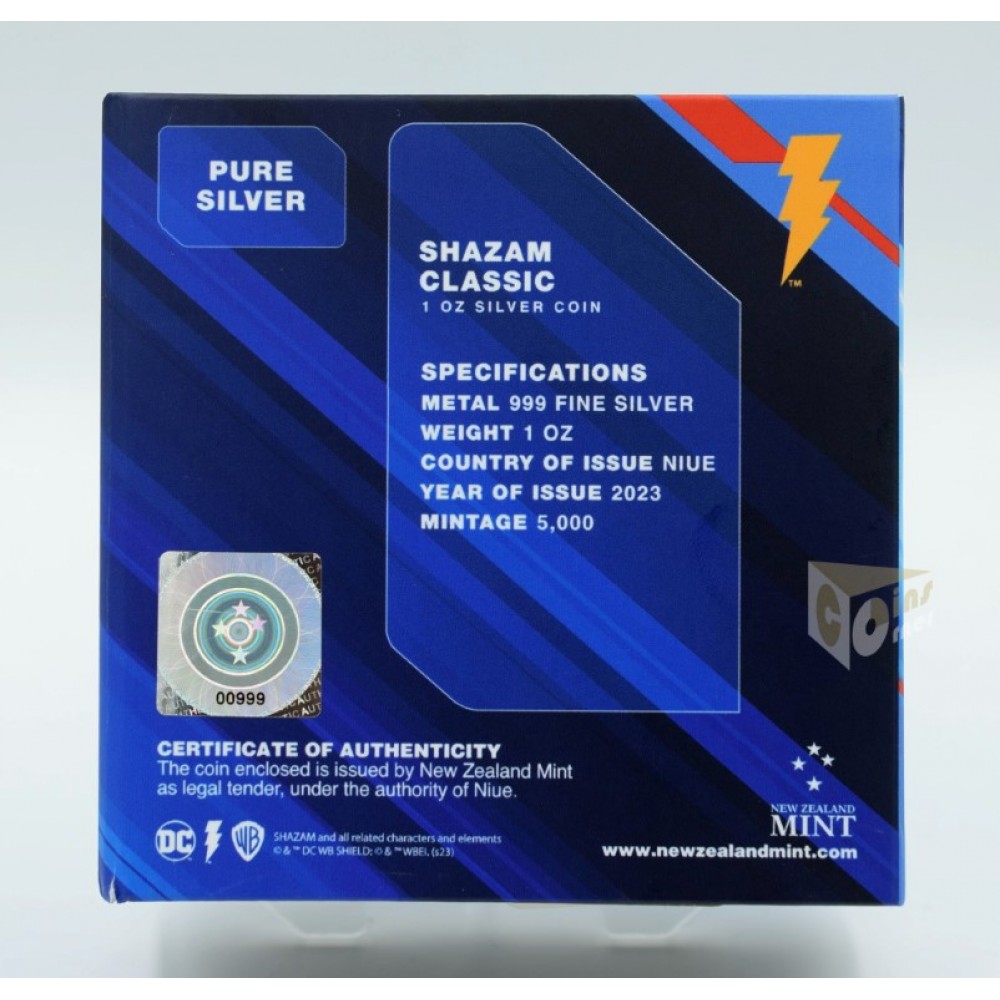 Niue 2023 Shazam DC Classic Superheroes 1 Oz Silver Proof Coin