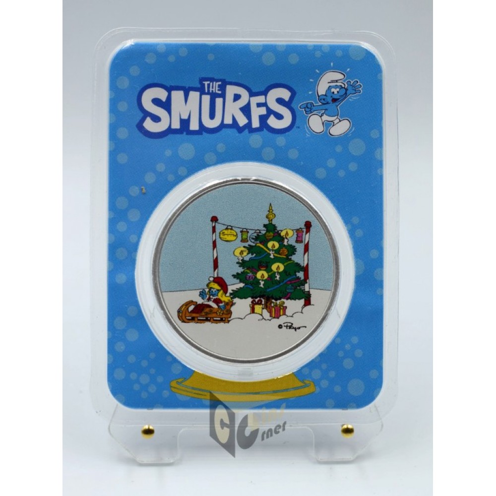 Niue 2023 Smurfette Christmas 1 Oz Silver Colorized Coin