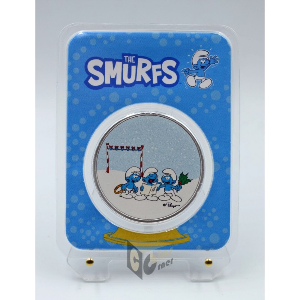 Niue 2023 Smurfs Christmas Carol 1 Oz Silver Colorized Coin