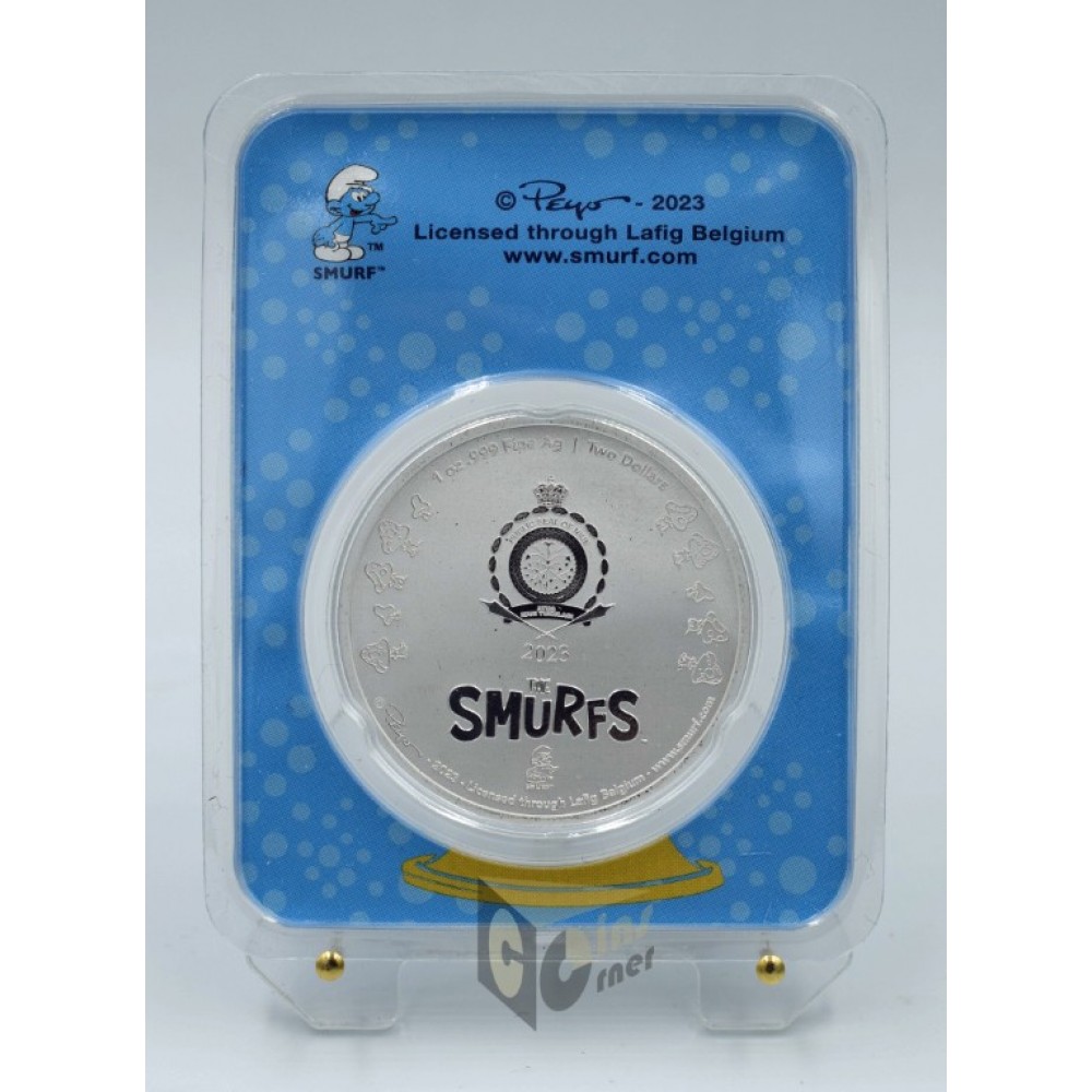 Niue 2023 Smurfs Christmas Carol 1 Oz Silver Colorized Coin