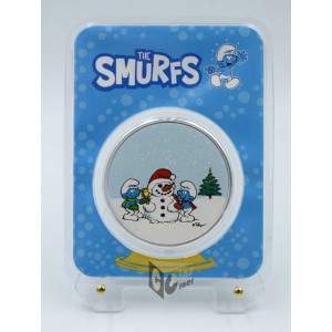 Niue 2023 Smurfs and Snowman 1 Oz Silver Colorized Coin