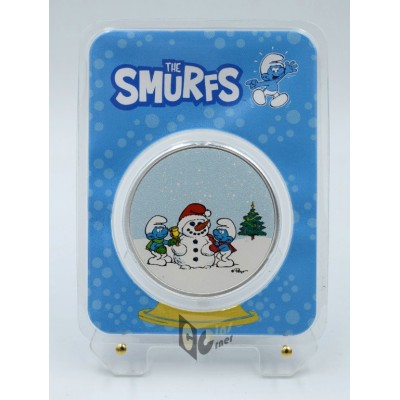 Niue 2023 Smurfs and Snowman 1 Oz Silver Colorized Coin
