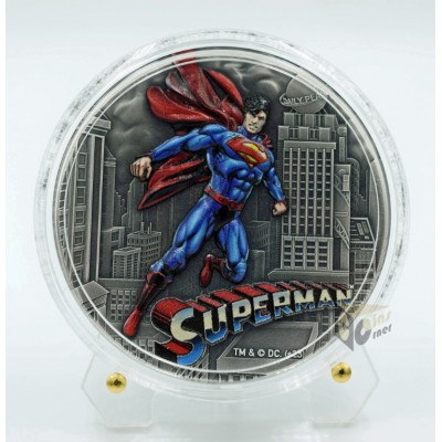 Niue 2023 Superman 2 Oz Silver High Relief Antique Finish Colorized Coin