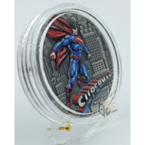 Niue 2023 Superman 2 Oz Silver High Relief Antique Finish Colorized Coin