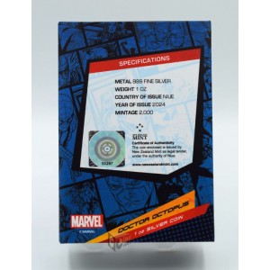 Niue 2024 Doctor Octopus Spiderman Villains 1 Oz Silver Antique Colorized Coin
