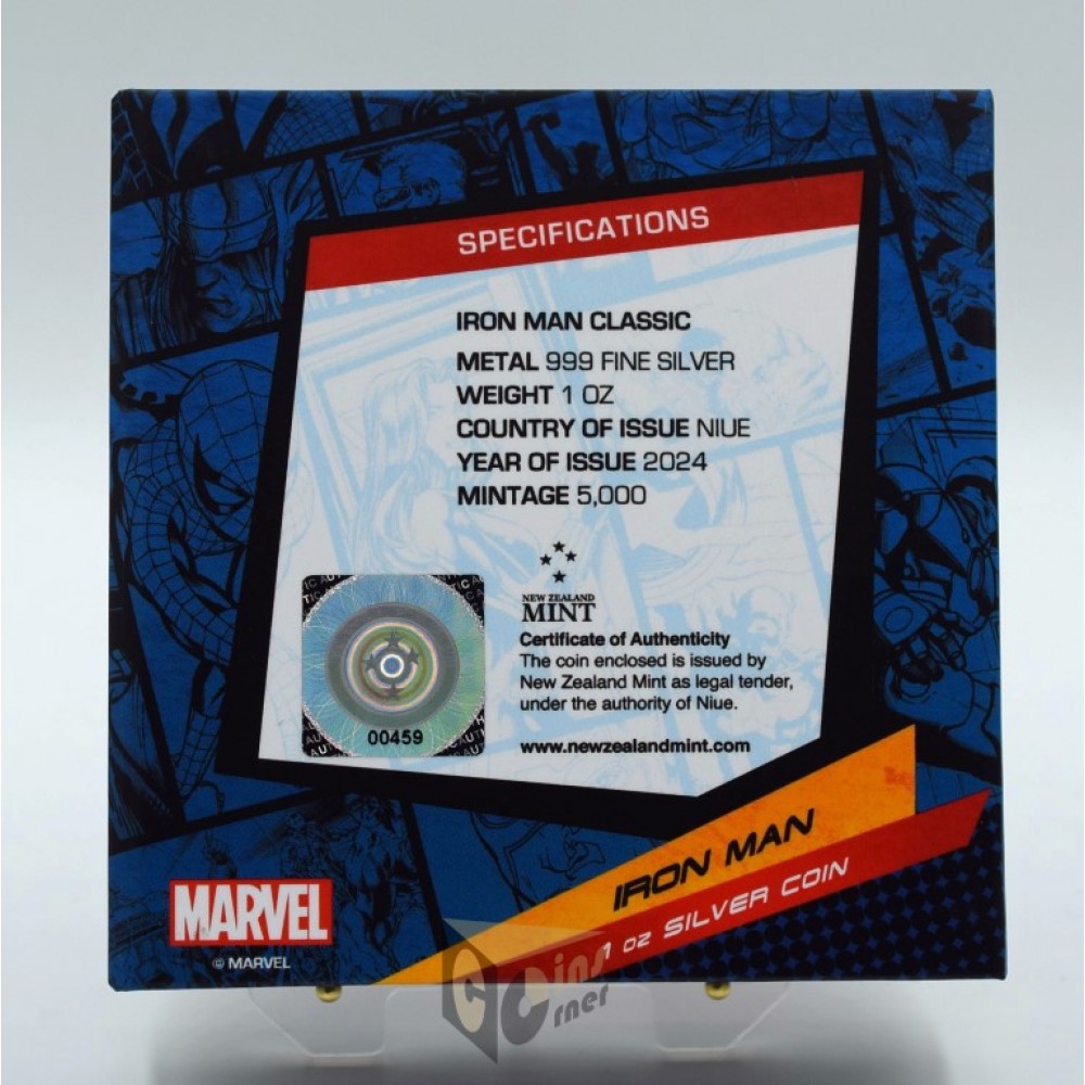Niue 2024 Iron Man Marvel Classic Superheroes 1 Oz Silver Proof Coin