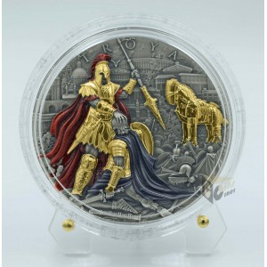 Niue 2024 Troya Legendary City 2 Oz Antique Finish quality and Gold Plating Sillver Coin