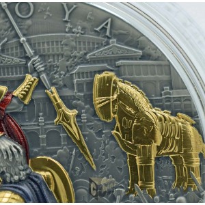 Niue 2024 Troya Legendary City 2 Oz Antique Finish quality and Gold Plating Sillver Coin
