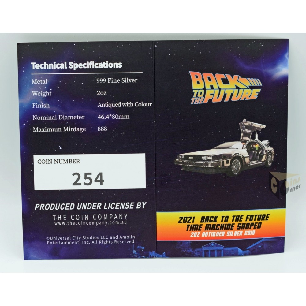Delorean Time Machine Back to the Future 2 Oz Shaped - 2021 Niue