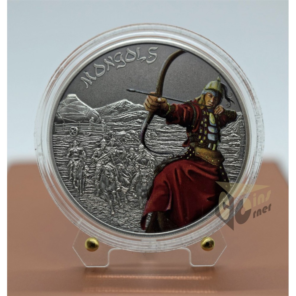 Mongols Warriors of History 1 Oz Antique Colorized - 2017 Niue