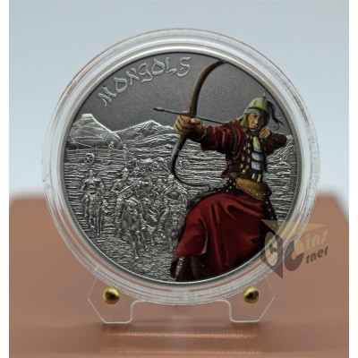 Mongols Warriors of History 1 Oz Antique Colorized - 2017 Niue