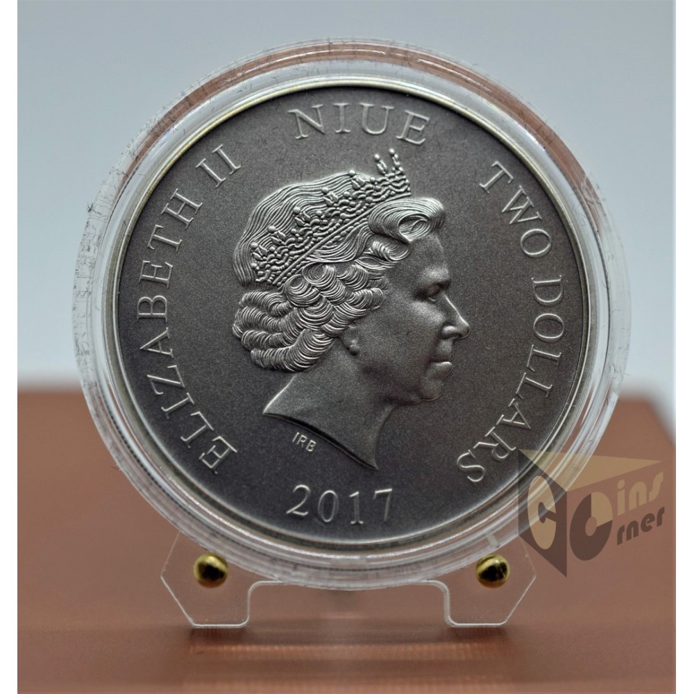 Mongols Warriors of History 1 Oz Antique Colorized - 2017 Niue