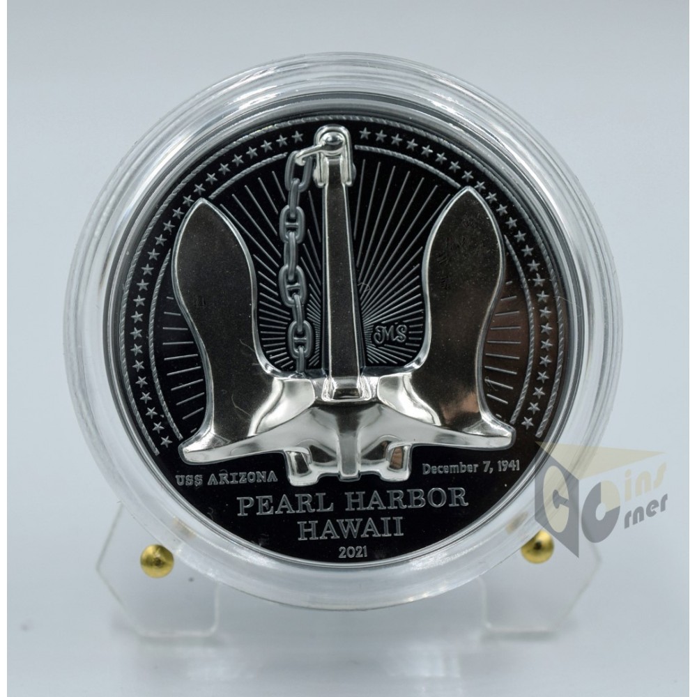 USS Arizona by Miles Standish 2 Oz Black Proof High Relief - 2021 Palau