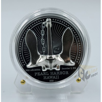 USS Arizona by Miles Standish 2 Oz Black Proof High Relief - 2021 Palau