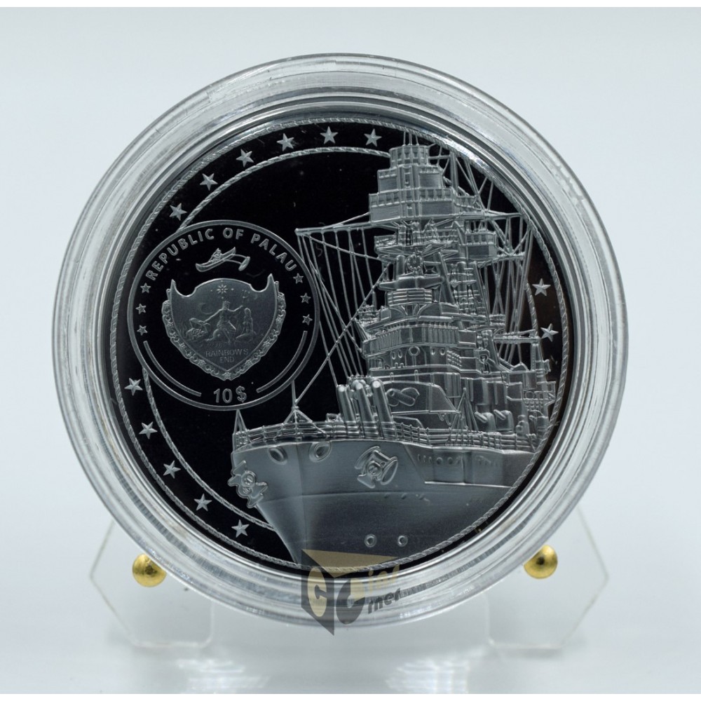 USS Arizona by Miles Standish 2 Oz Black Proof High Relief - 2021 Palau