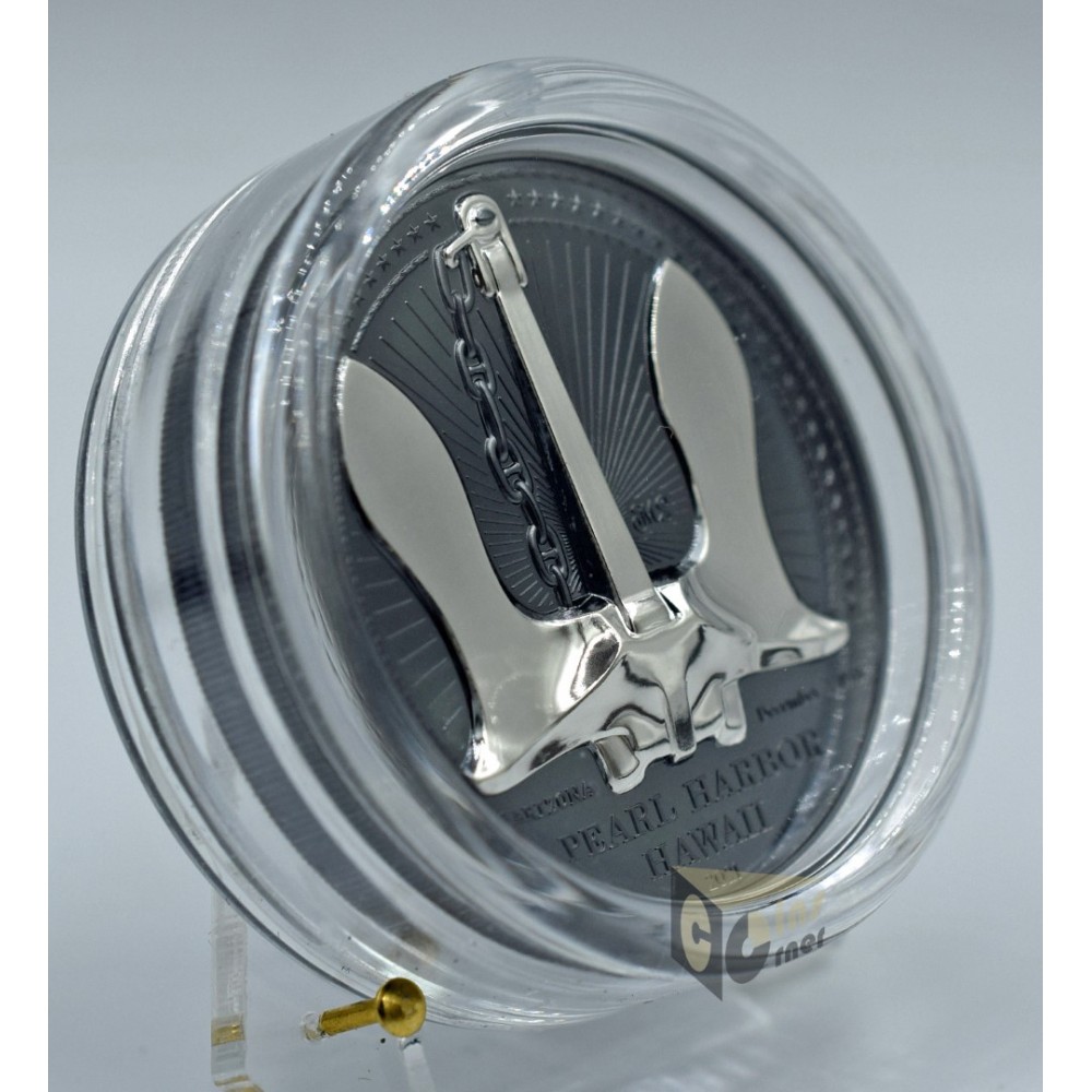 USS Arizona by Miles Standish 2 Oz Black Proof High Relief - 2021 Palau