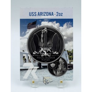 USS Arizona by Miles Standish 2 Oz Black Proof High Relief - 2021 Palau