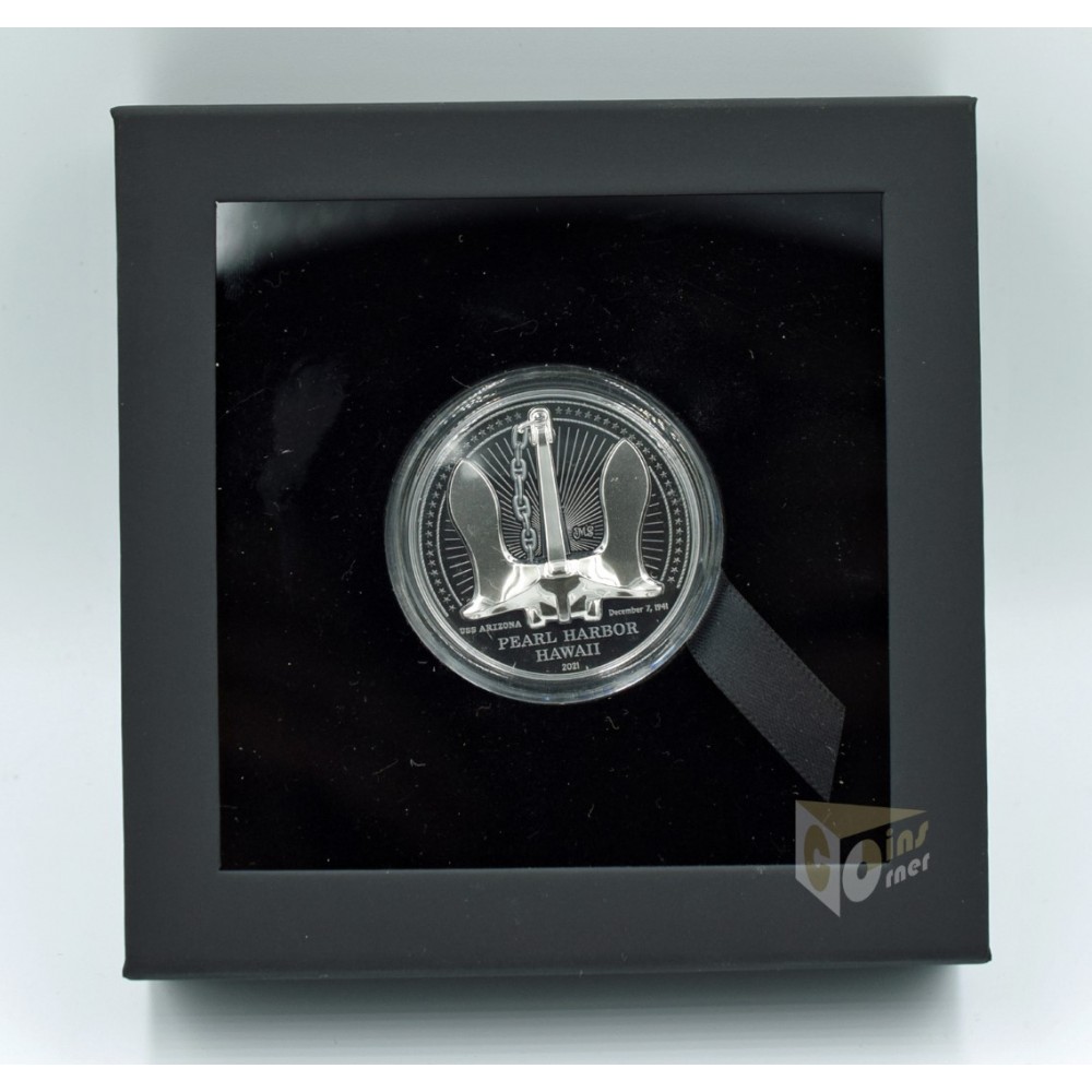 USS Arizona by Miles Standish 2 Oz Black Proof High Relief - 2021 Palau