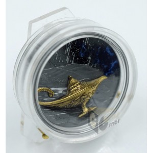 1001 Nights Magic Lamp 1 Oz Black Proof 3D High Relief - 2021 Palau