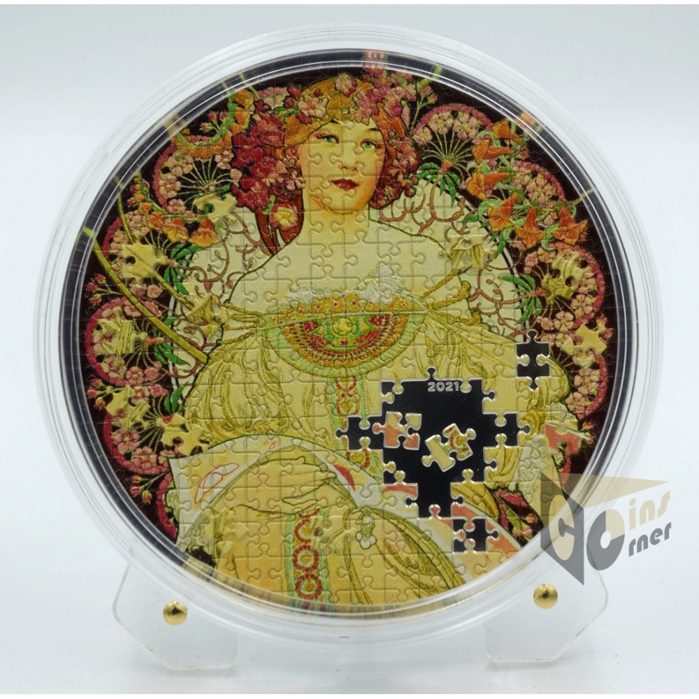 Palau 2021 Reverie By Mucha Micropuzzle Treasures  3 Oz Proof Silver Coin