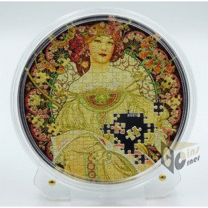 Palau 2021 Reverie By Mucha Micropuzzle Treasures  3 Oz Proof Silver Coin
